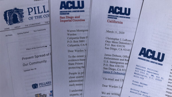 Letters sent to various organizations and institutions authored by ACLU-SDIC and others.