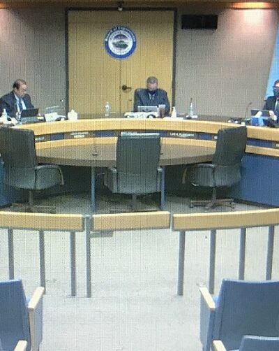 Screenshoot of The Imperial County Board of Supervisors with masks on conducting a virtual meeting