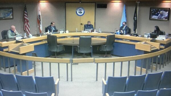 Screenshoot of The Imperial County Board of Supervisors with masks on conducting a virtual meeting