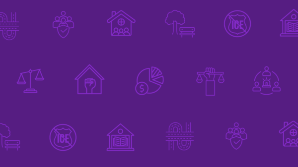 Purple background with light purple icons