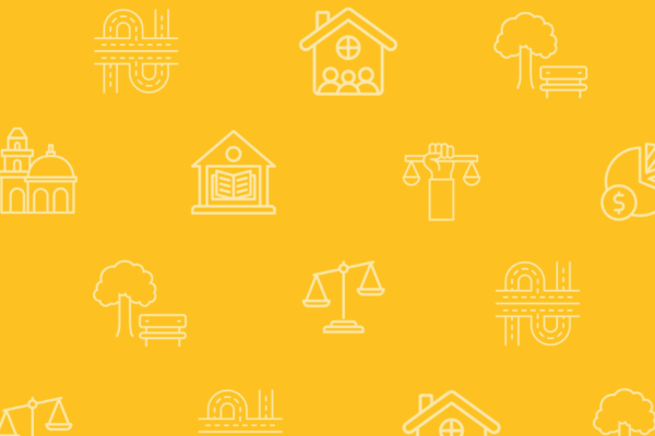 Yellow background with different icons