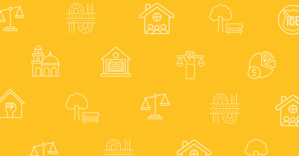 Yellow background with different icons