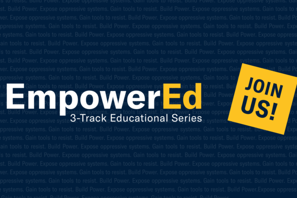 EmpowerEd banner with white and yellow text and navy blue background