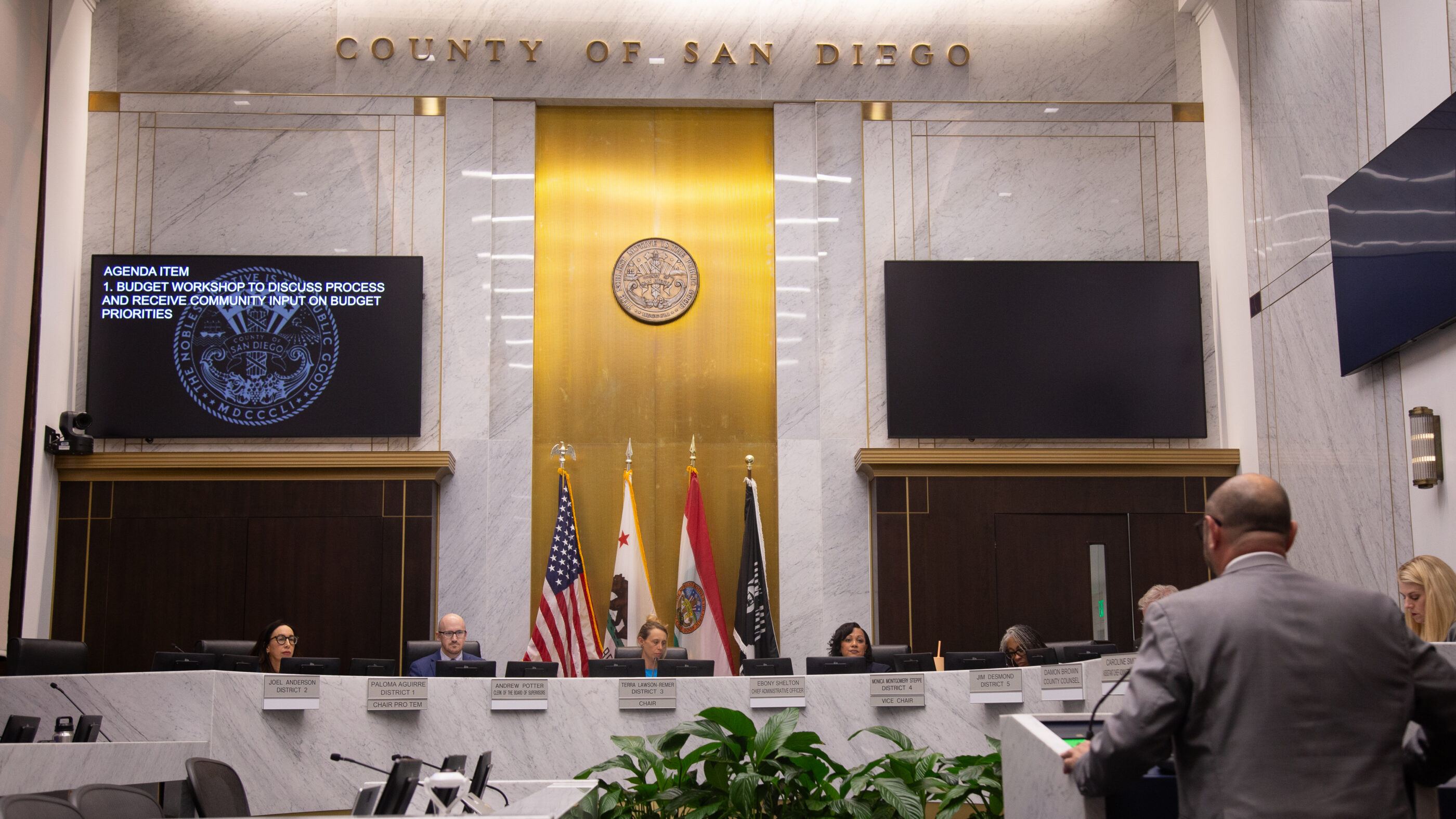 Eddie speaking in front of San Diego County Board of Supervisors