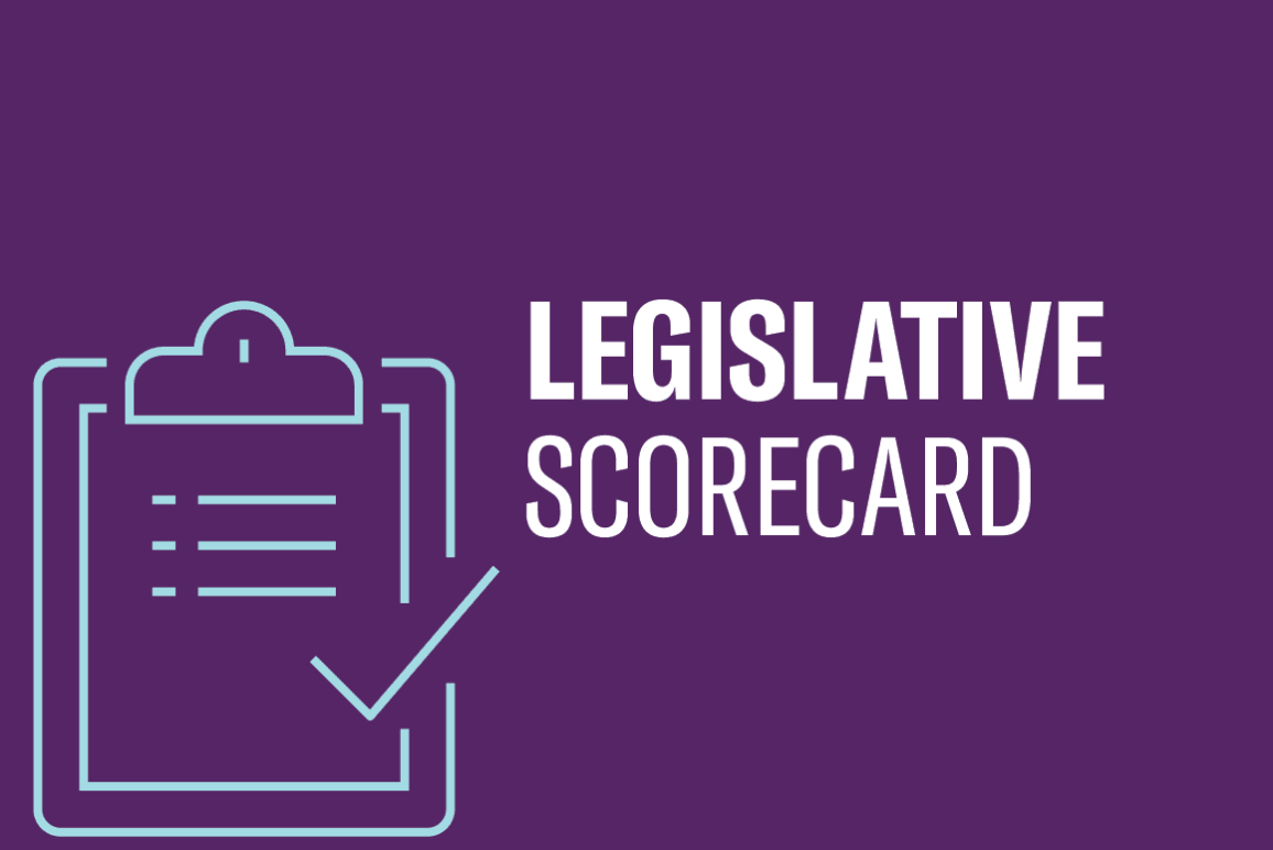 Icon of a clipboard with a checkmark and a text overlay that reads: Legislative Scorecard
