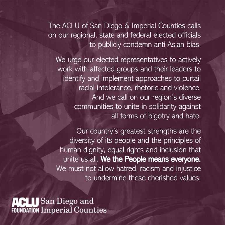ALU SDIC statement anti Asian bias 