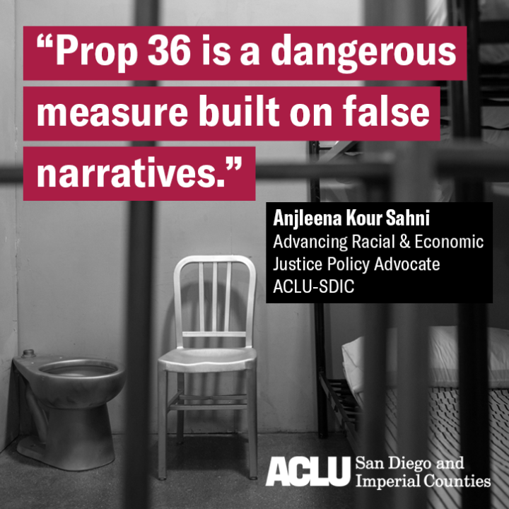 Quote graphic "Prop 36 is a dangerous measure built on false narratives."