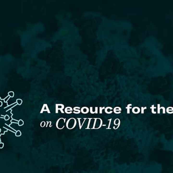 A Resource for the People on COVID-19 An illustrated version of a COVID-19 virus with text that reads: "A Resource for the People on COVID-19"